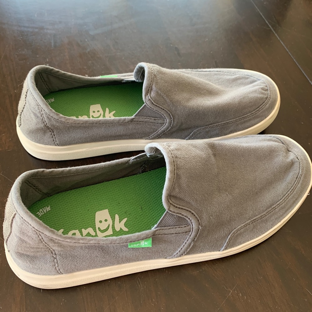 Sanuk Men’s Gray Slip On Canvas Loafer Shoes